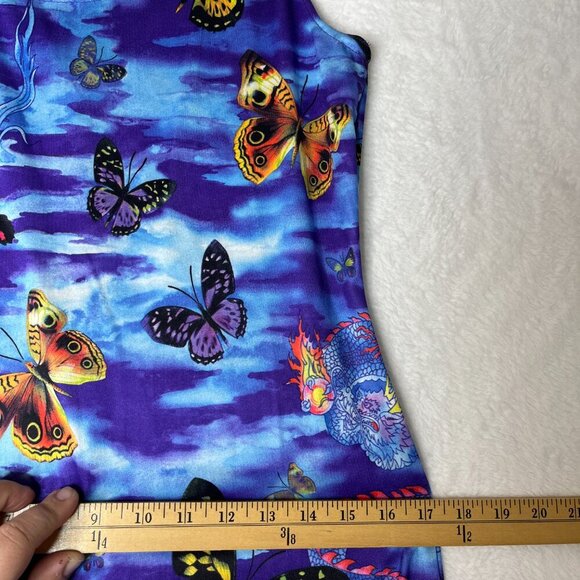 VNTG No Boundaries Clouds Butterflies Dragons Column Dress y2k 90s Junior sz M - Picture 8 of 8